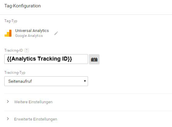 Variablen verwenden in einem Tag im Google Tag Manager